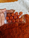 Lot de 12 Pierres Agate Rouge Gravées – 12 Signes astrologiques- diam 18 mm