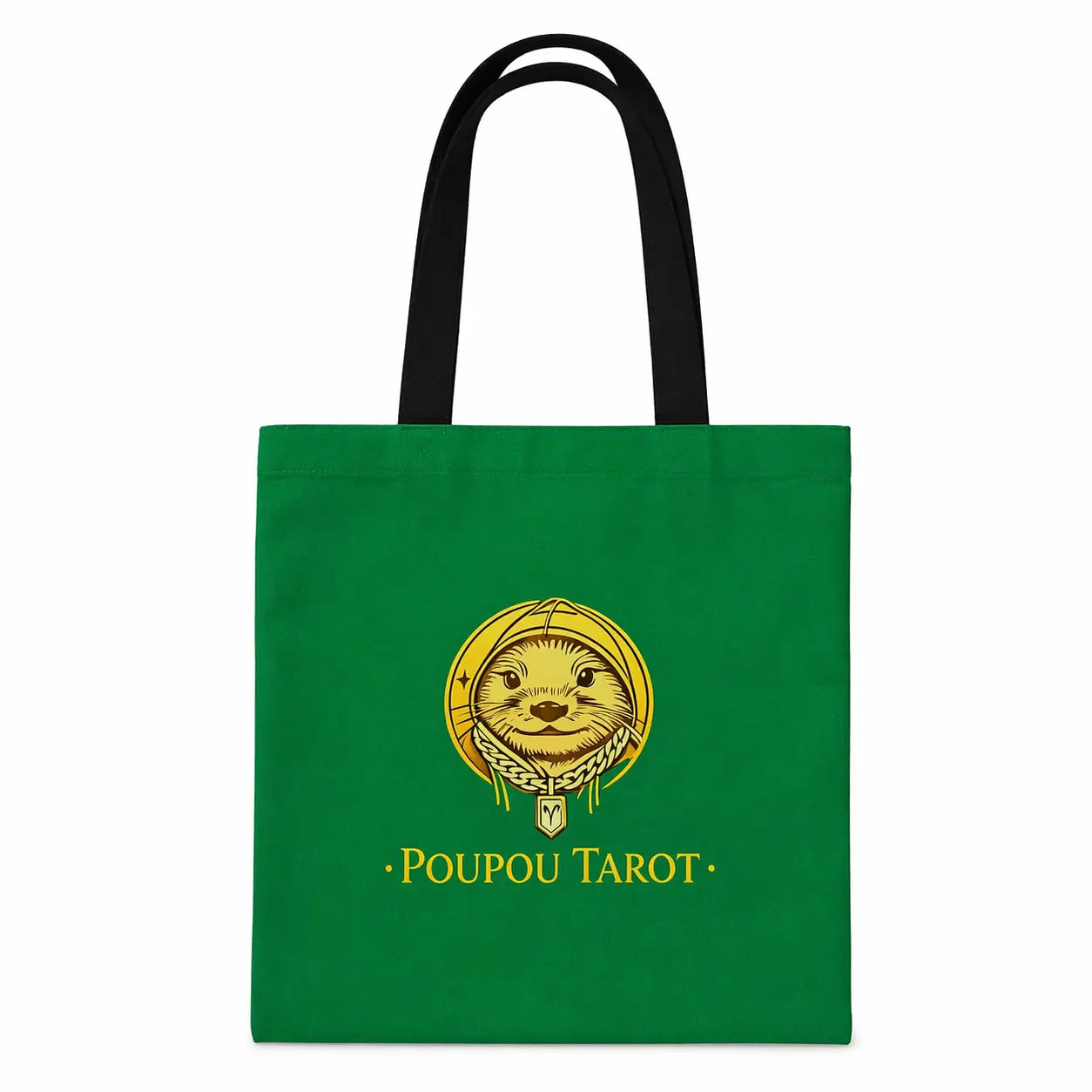 Tote Bag Poupou Tarot en coton – Sac cabas vert  31x27 cm