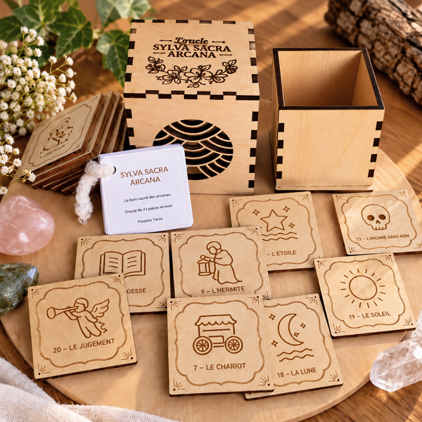 Oracle Sylva Sacra Arcana en bois de bouleau – 23 pièces