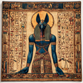 Tapis Tarot Anubis Égyptien 75x75 cm – Tissu Mystique Protection & Rituel