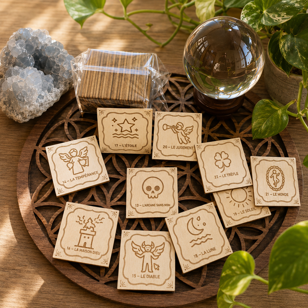 L' oracle Silva Sacra Arcana – Le bois sacré des arcanes - 23 pièces en bois