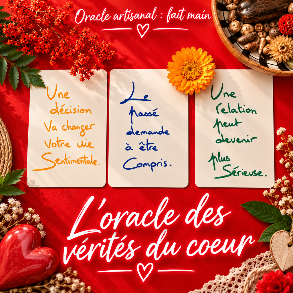 L’Oracle des Vérités du Cœur - Jeu Divinatoire de 65 Cartes, Artisanal, Fait Main et Manuscrit