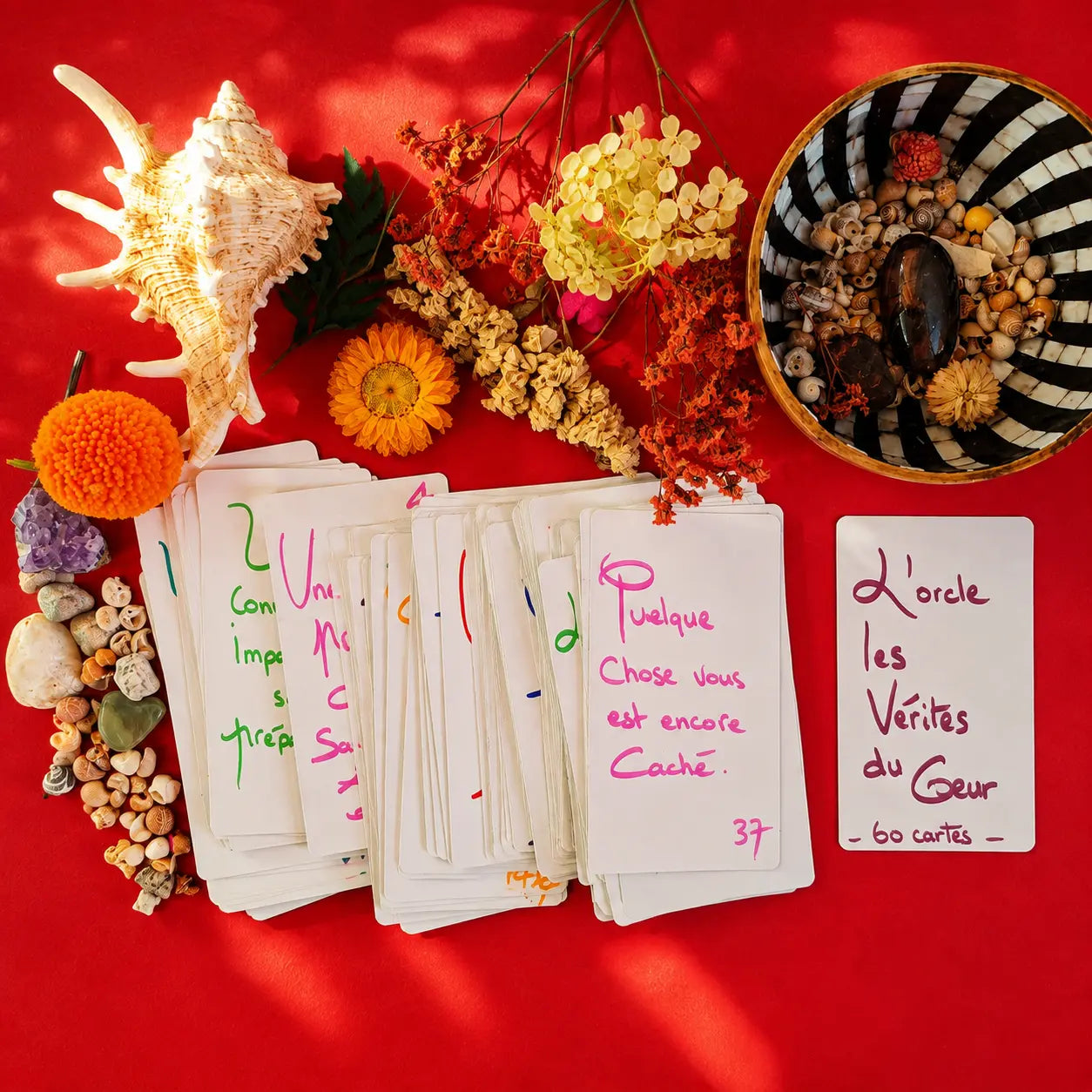 L’Oracle Les Vérités du Cœur - Jeu de  60 cartes divinatoire artisanales : Format 7 × 12 cm - Création faite main