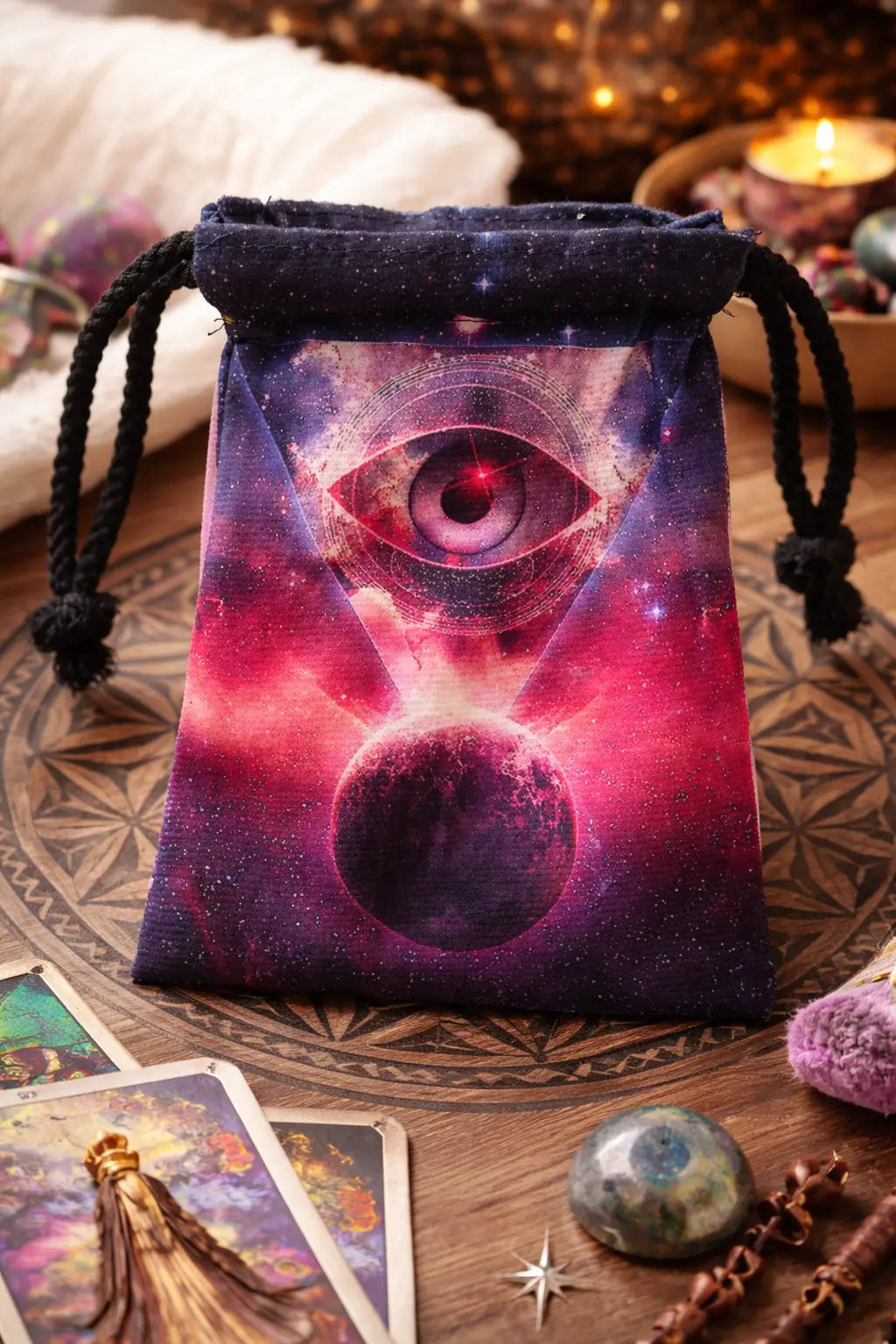 Pochon mystique “Œil cosmique” – Sac de rangement / Tarot bag